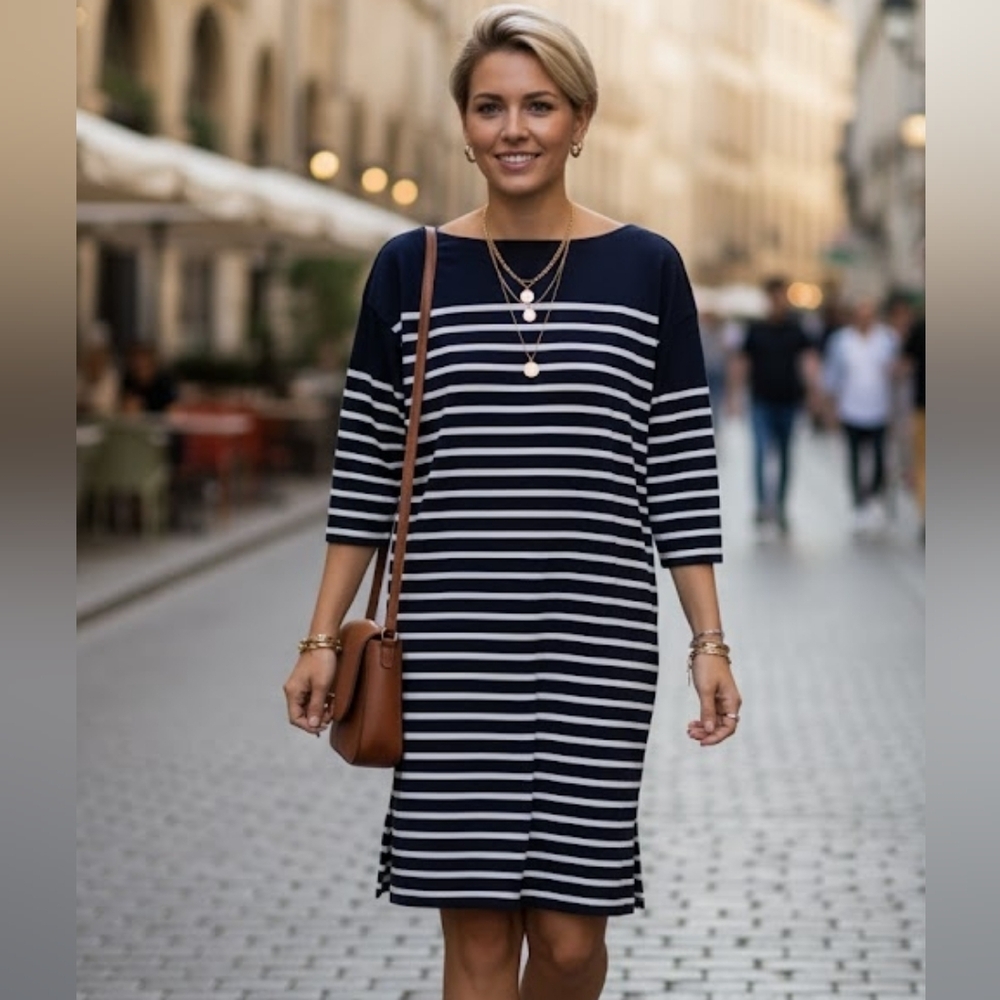 Uniqlo 100% cotton striped dress size M
